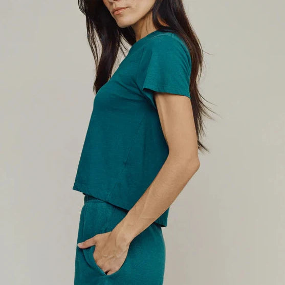 Cropped Ojai Tee in Deep Teal