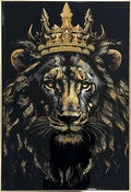 Crowned Noir I Gloss Canvas With Glitter In Frame - Black / Gold