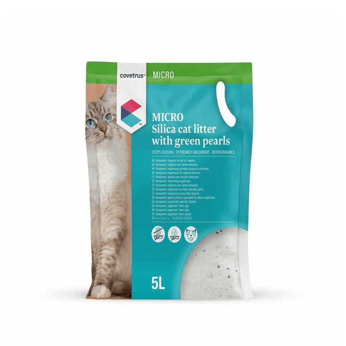 CVET Micro Silica Cat Litter Green Pearls on white background