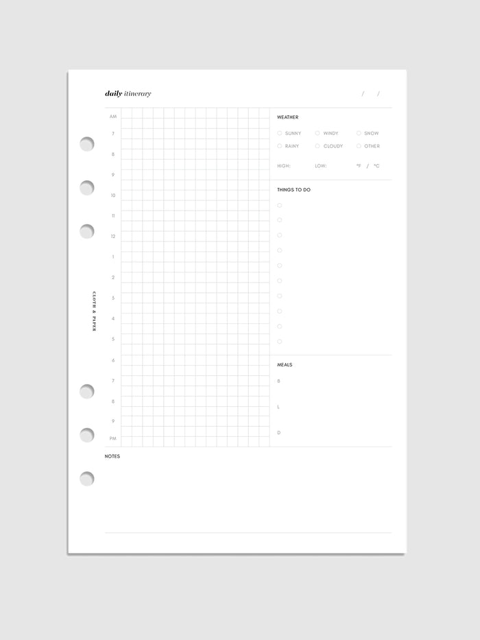 Daily Itinerary Inserts