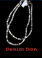 Denim Dan Blue Jean and ivory beaded necklace