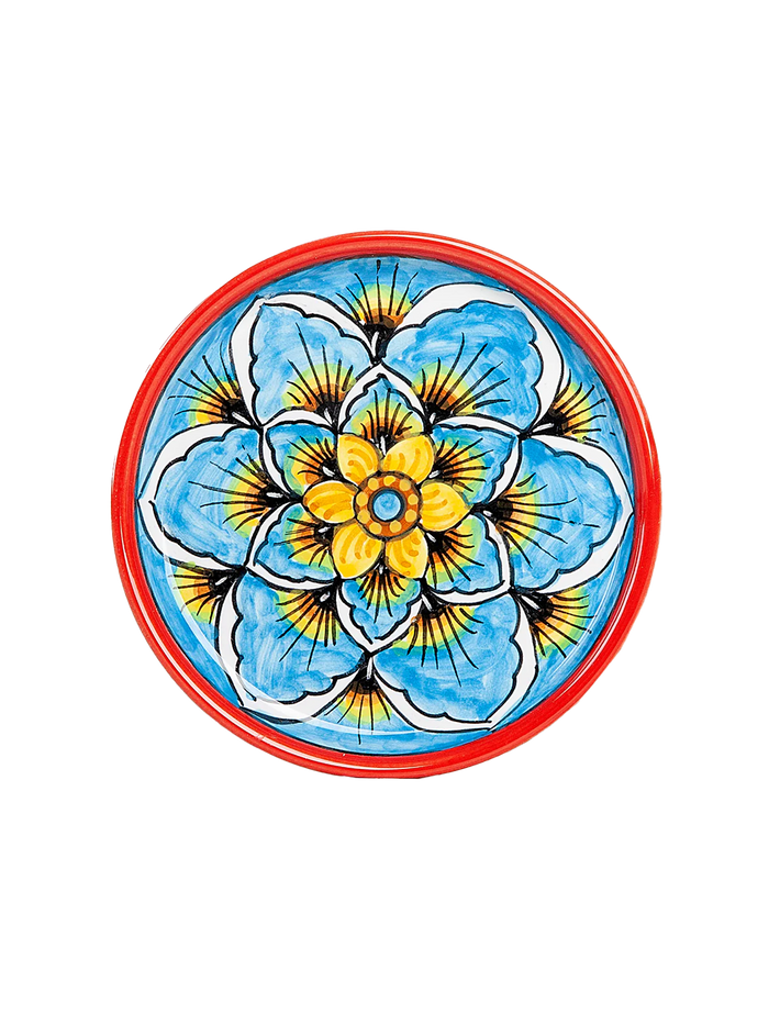 Deruta Geometric Peacock Pattern Coaster