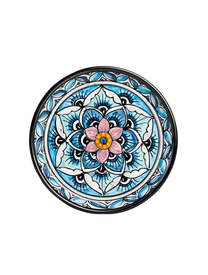 Deruta Geometric Peacock Pattern Coaster