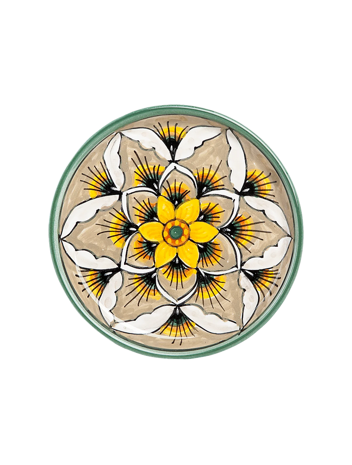 Deruta Geometric Peacock Pattern Coaster