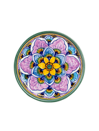 Deruta Geometric Peacock Pattern Coaster