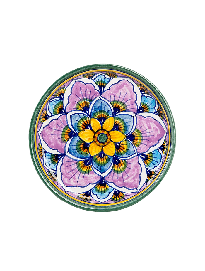Deruta Geometric Peacock Pattern Coaster