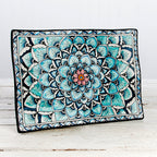 Deruta Geometric Peacock Pattern Rectangle Plate