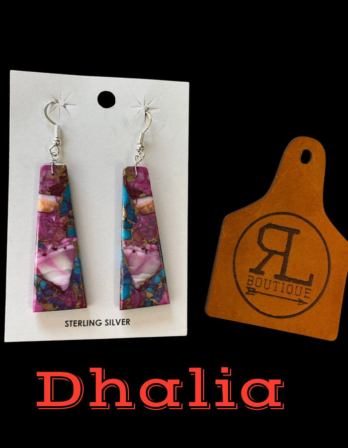 Dhalia Slab Genuine Silver Handmade Sterling Silver Earrings