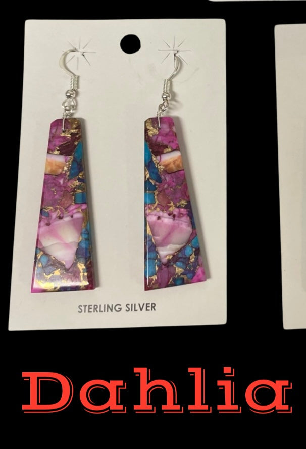 Dhalia Slab Genuine Silver Handmade Sterling Silver Earrings