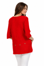 Diagonal Rib Cotton Tunic in Red - CS342-RD