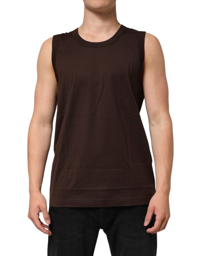 Dolce & Gabbana Brown Cotton Sleeveless Underwear Men Tank Top
