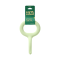 White background with a pale green Small Earth Rated Tug dog toy attached to a dark green cardboard tag.