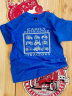 Easily distracted by Tractors tee Red Blue Green kids