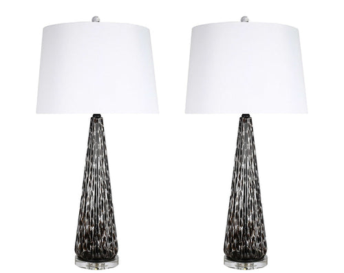 "Eclipse Radiance" Art Glass Table Lamp (Set of 2) - Black Art Glass