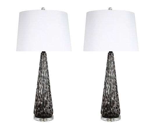 "Eclipse Radiance" Art Glass Table Lamp (Set of 2) - Black Art Glass