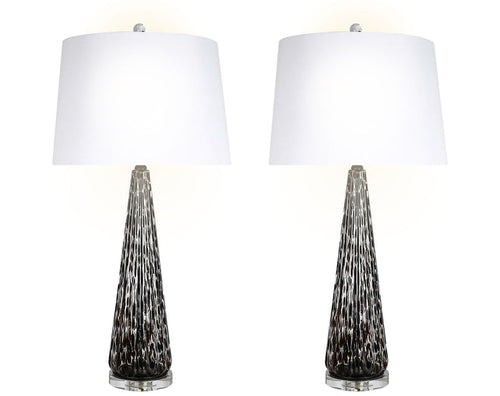 "Eclipse Radiance" Art Glass Table Lamp (Set of 2) - Black Art Glass