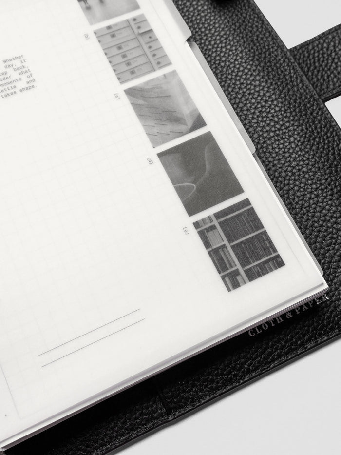 A5 Editorial Vellum Dividers Vol. 2 styled inside a planner spread.