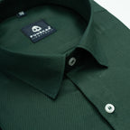Emerald Green Softweave Cotton Tencel Textured Shirt For Men - Punekar Cotton