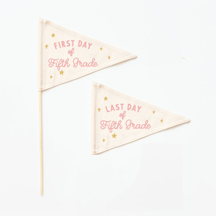 First & Last Day of Fourth Grade Flags {Pink}