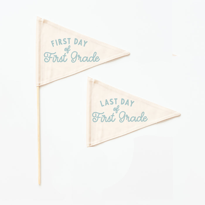 First & Last Day of School Flag Sets: Choose Your Grade (Preschool → 12th) {Blue}