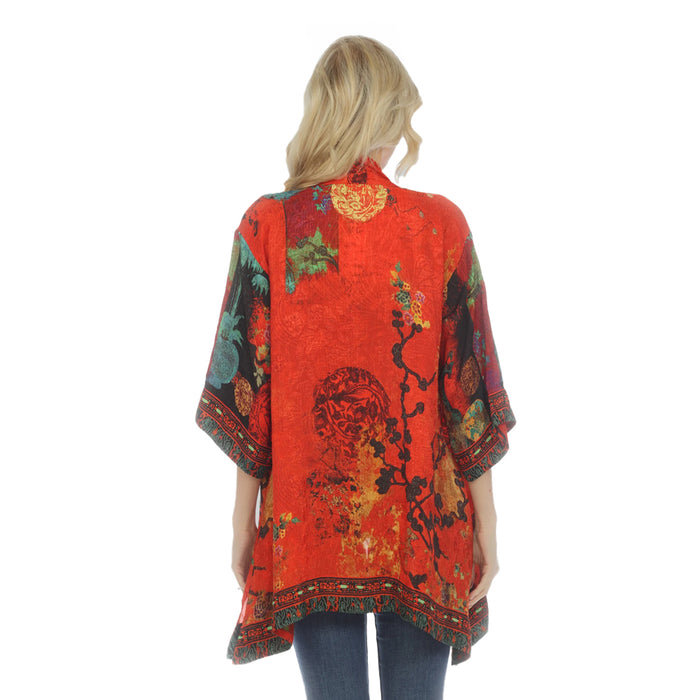 Flowing Floral Art-Print Kimono Jacket - 0917VVF