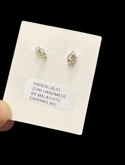 Forest Marble Inlay Zuni Stud Earrings Karen