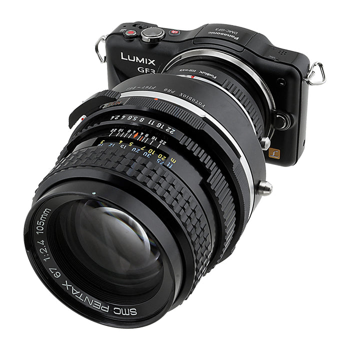 Fotodiox Pro Lens Mount Adapter - Pentax 6x7 (P67, PK67) Mount Lenses to Micro Four Thirds (MFT, M4/3) Mount Mirrorless Camera Body
