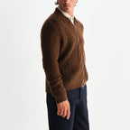 Friar Zip Knit Jacket in Brown