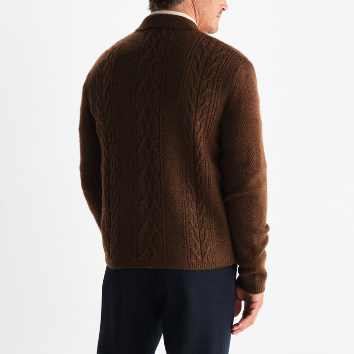 Friar Zip Knit Jacket in Brown
