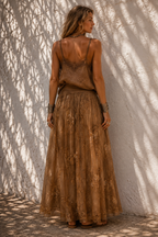 Georgette Sequin Skirt Toffee