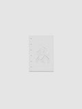 Light grey, semi-transparent, and glossy plastic planner dashboard with organic raised shape design in size Pocket on a neutral background.