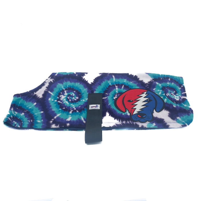 Grateful Dead Blue Tie Dye Fleece Dog Coat