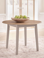 Harperfeld - Round Dining Room Drop Leaf Table - Natural / Gray