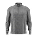 The Heather Gray - Q-Zip is a long-sleeve pullover with a quarter-zip collar, made from soft, textured fabric. It features moisture-wicking properties, a relaxed fit, and a simple design without visible logos or embellishments.