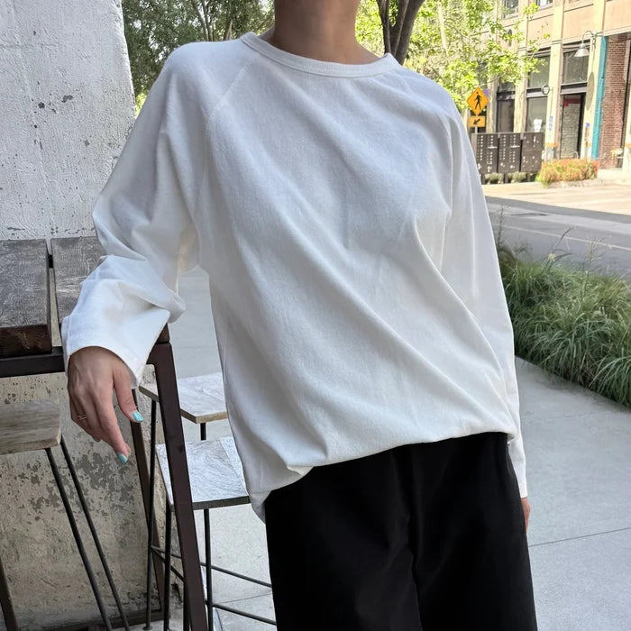 Heavy Cotton Raglan Tee in White