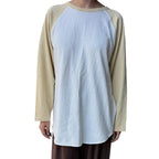 Heavy Cotton Raglan Tee in White/Butter
