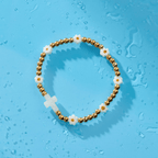 Holy Water Daisy Cross Stretch Bracelet