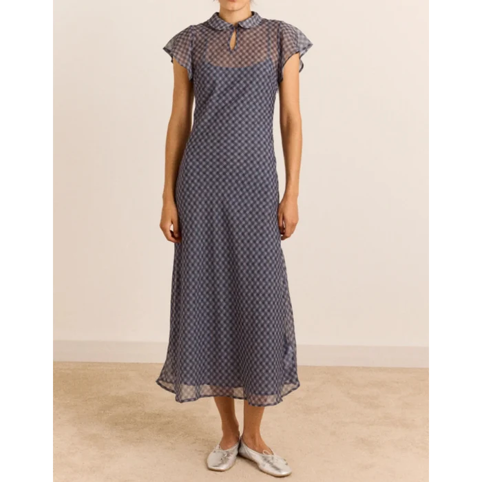 Hudson Midi Dress in Sheer Willow Gingham