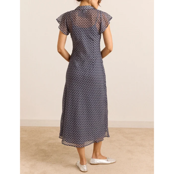 Hudson Midi Dress in Sheer Willow Gingham