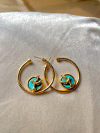 Hummingbird Loop Earrings - Turquoise