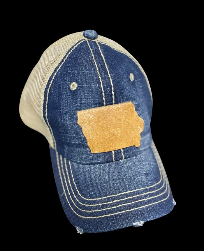 Iowa Hair on Hide denim PONYTAIL Cap