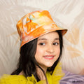 Kids Tie-Dye Bucket Hat - Peach & Blue