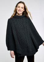 Kilronan Women’s Merino Poncho - Charcoal