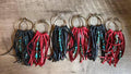 Kinsel Black turquoise Chip Deerskin Leather fringe earrings