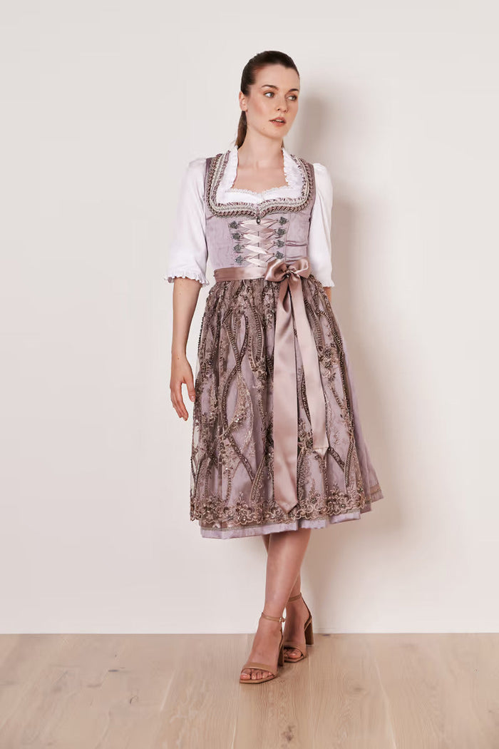 Kruger Long Dirndl 2pcs. 70cm "Catharine" violet (38)