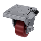 4x2 swivel caster shown mounted into large quick release caster plate