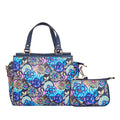 Women's Blue Top handle Satchel Bag with coin pouch for travel & gifting