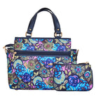 Women's Blue Top handle Satchel Bag with coin pouch for travel & gifting