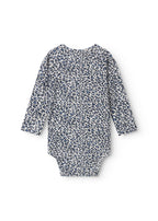 Blue long-sleeved leopard baby bodystocking