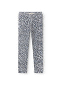 Leggings i blå leopardmønster, lange ben med bred linning